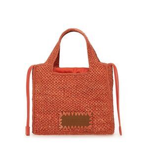 THEMOIRe Woven Tote Bag with Leather Detail Women ORANGE Crossbody